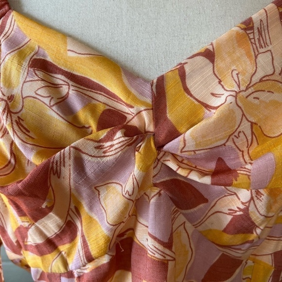 NINE West twist front blouse yellow multi color size 0X - Picture 9 of 10